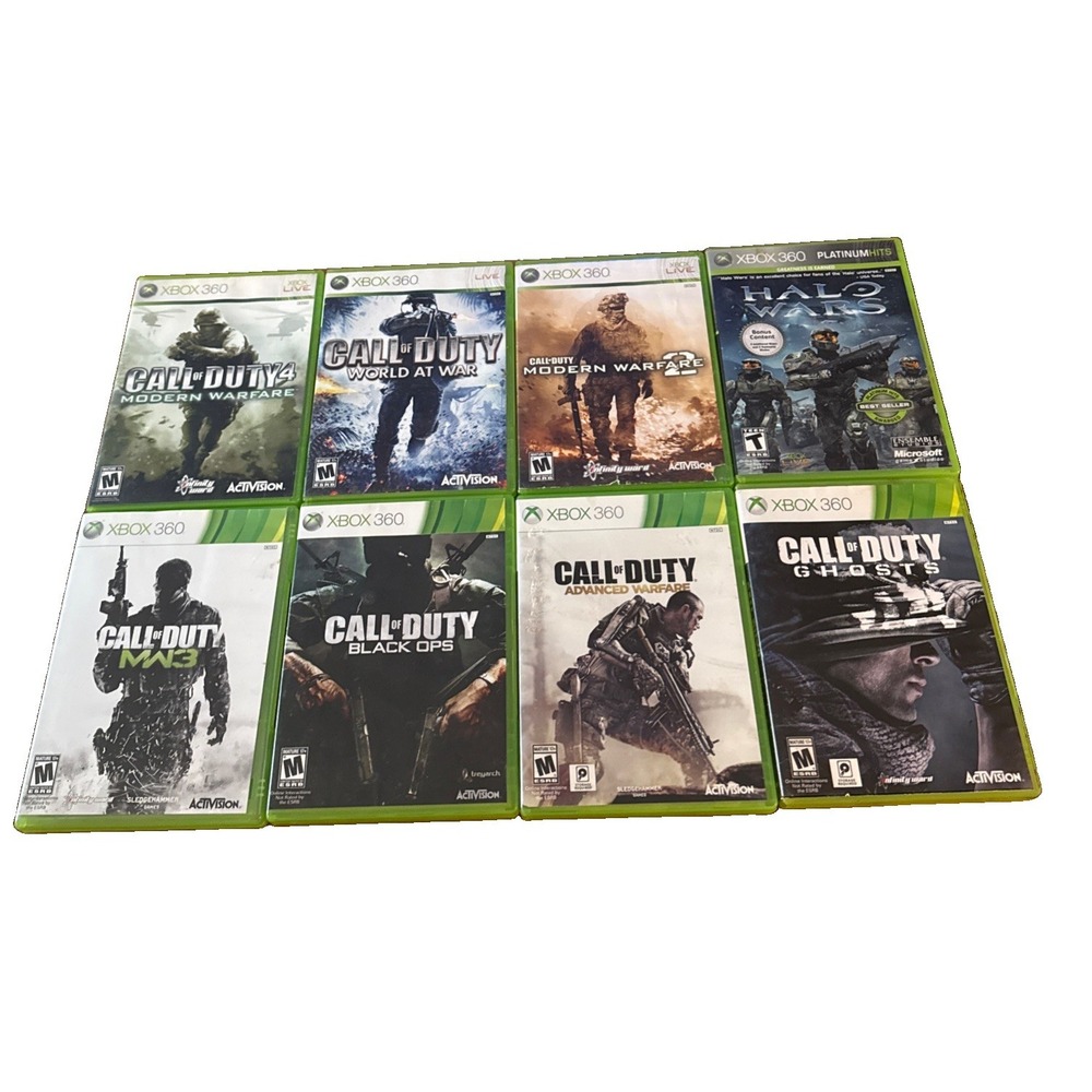 Xbox 360 Game Lot Bundle of 8 Halo Wars Call of Duty 4 Modern Warfare Black Ops